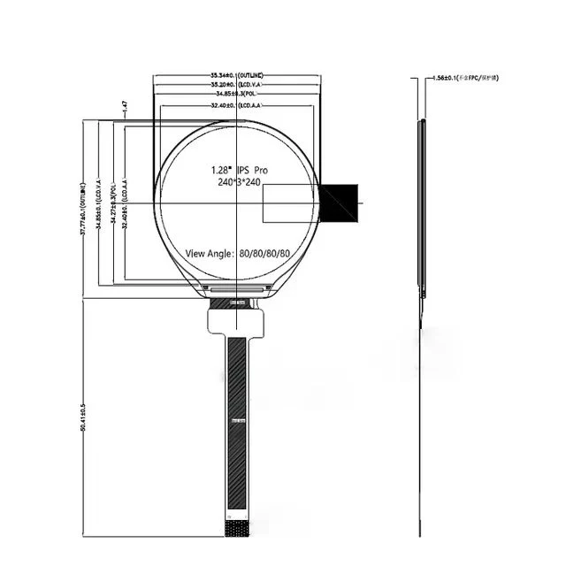 Wholesale 1.28 Inch Round LCD TFT Thin Film Transistor Small Size Custom Touch Screen Smart Watch Display